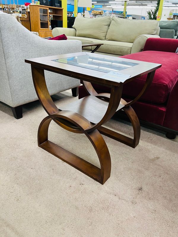Contemporary glass top side table
