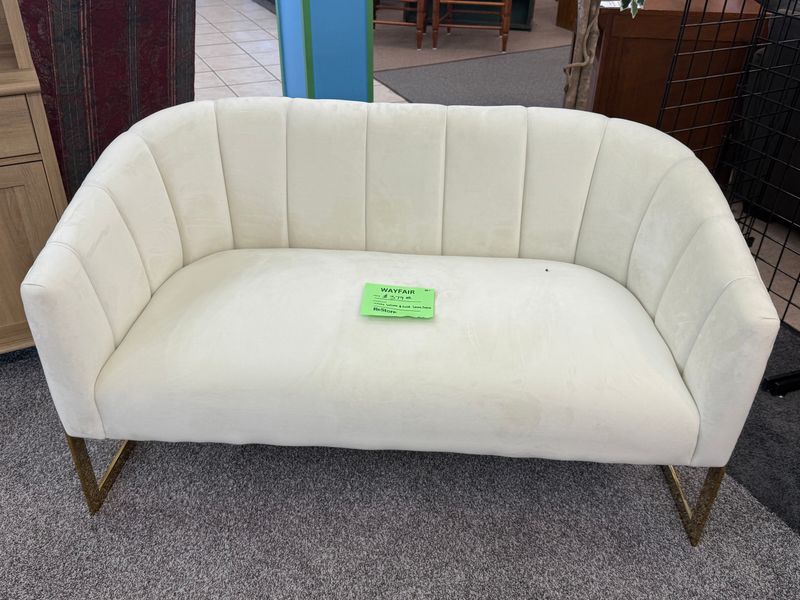 White velvet & gold love seat