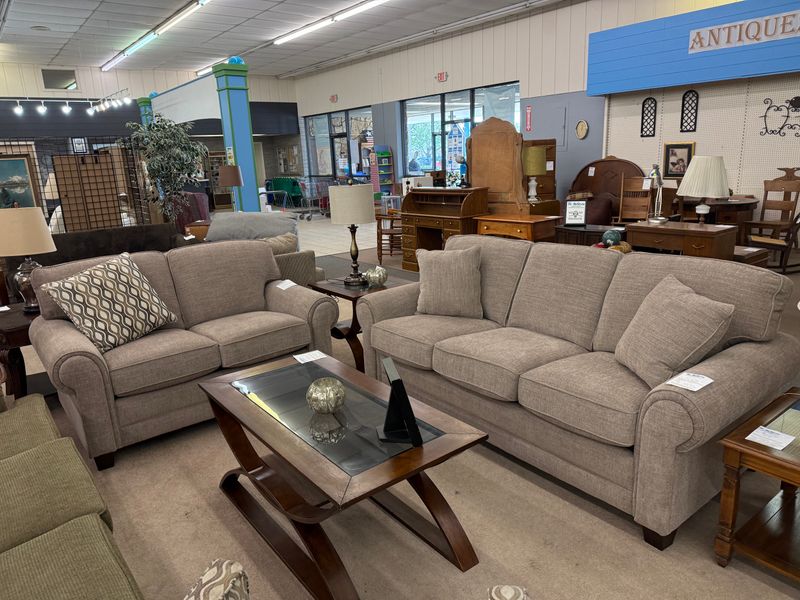 Linen beige sofa + loveseat set (retails for $3000)