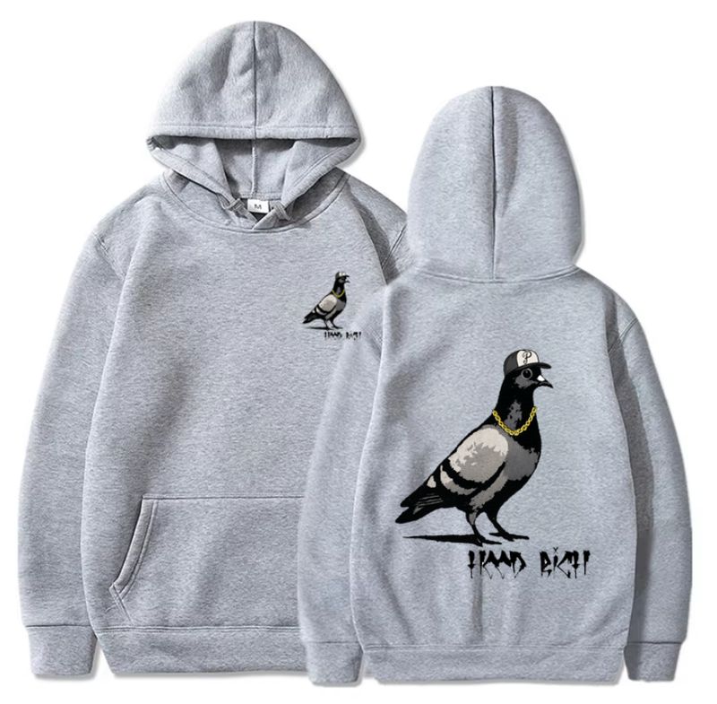 Grey Hoodie, Stencil Pigeon HR Street Edition