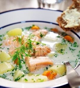 Creamy salmon soup