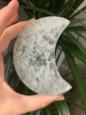 Selenite Moon Plate Natural 10cm