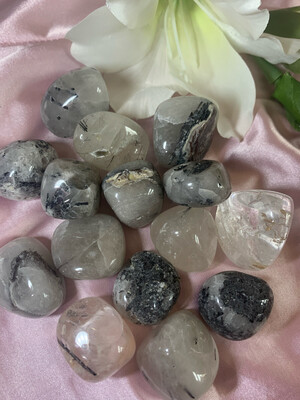 Tourmalated Quartz Tumble Stone Natural Crystal