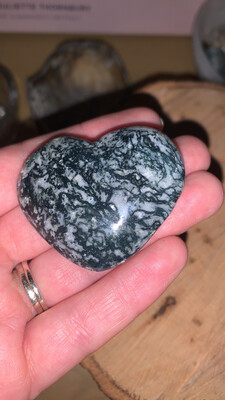 Moss Agate Puffy Heart Natural Stone Crystal