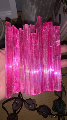 Pink Aura Selenite Wand Natural Crystal Stick