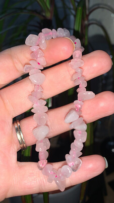 Rose Quartz Chip Bracelet Natural Crystal Stone