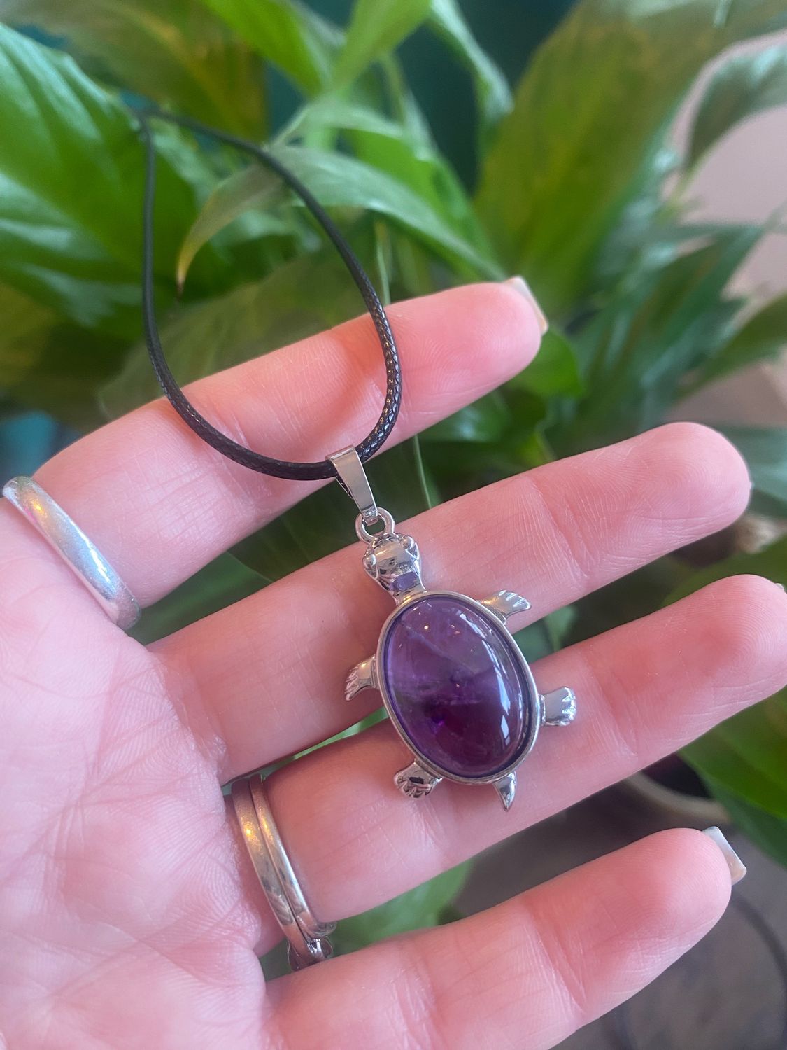 Amethyst Tortoise Pendant Crystal Natural Gemstone