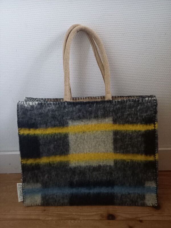 Tas zwart grijs geel blauw
