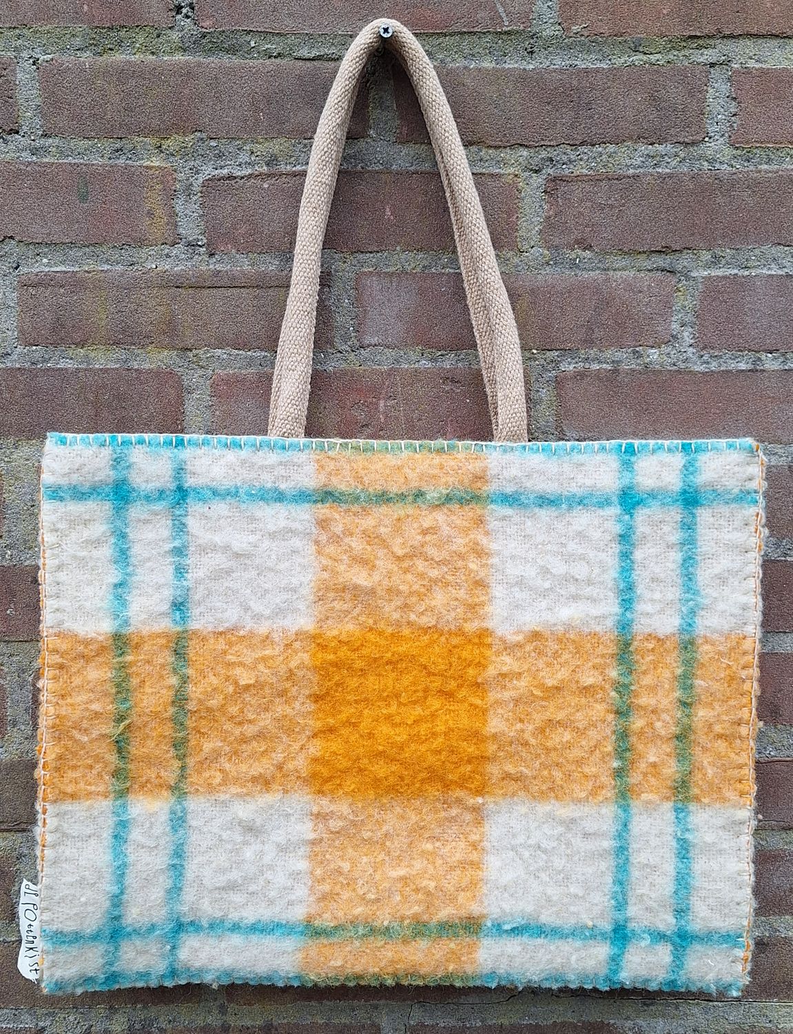 Tas oranje blauw ruit