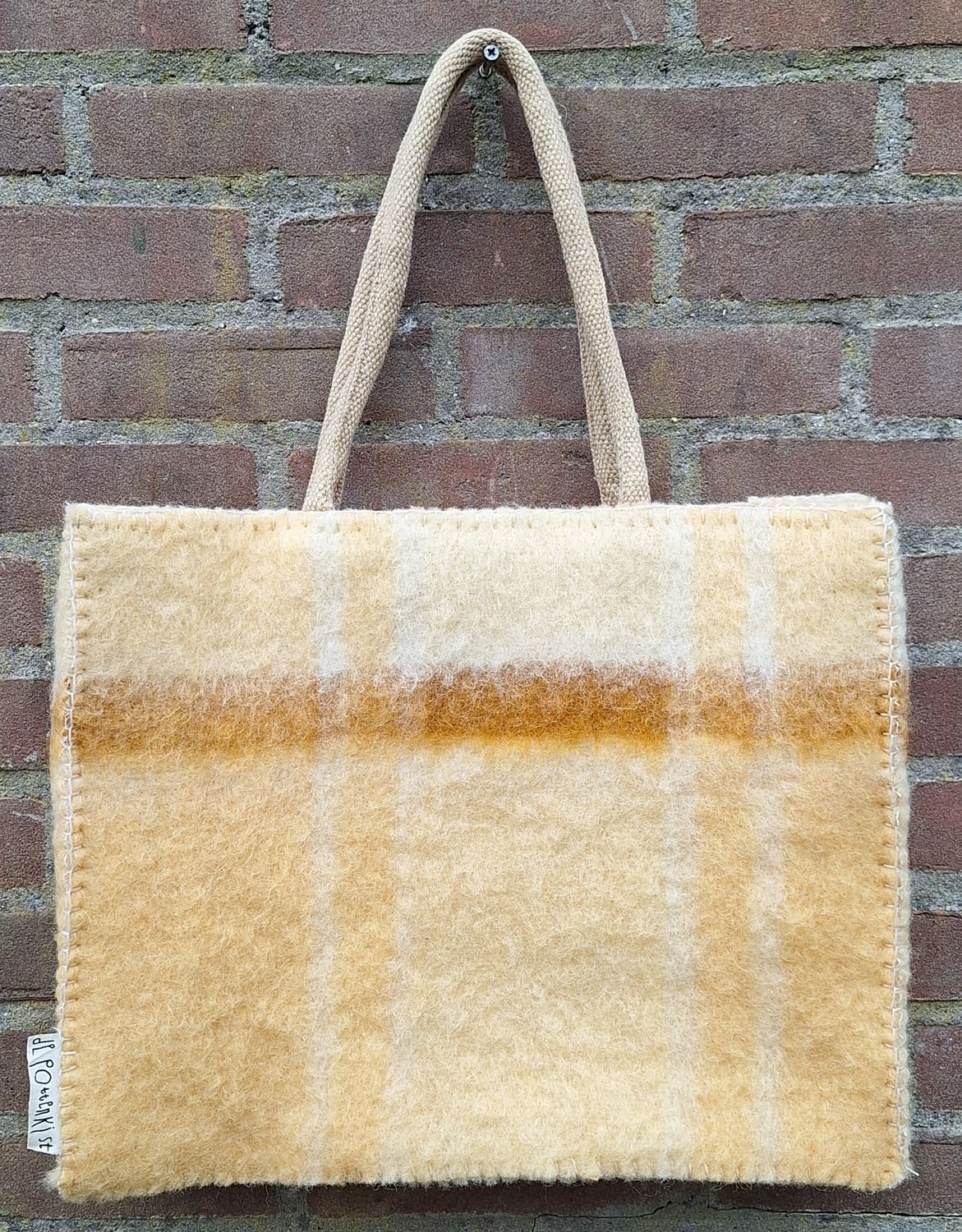 Tas geel met bruine streep