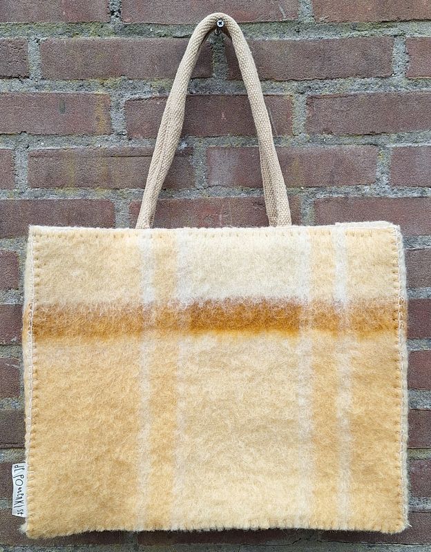 Tas geel met bruine streep