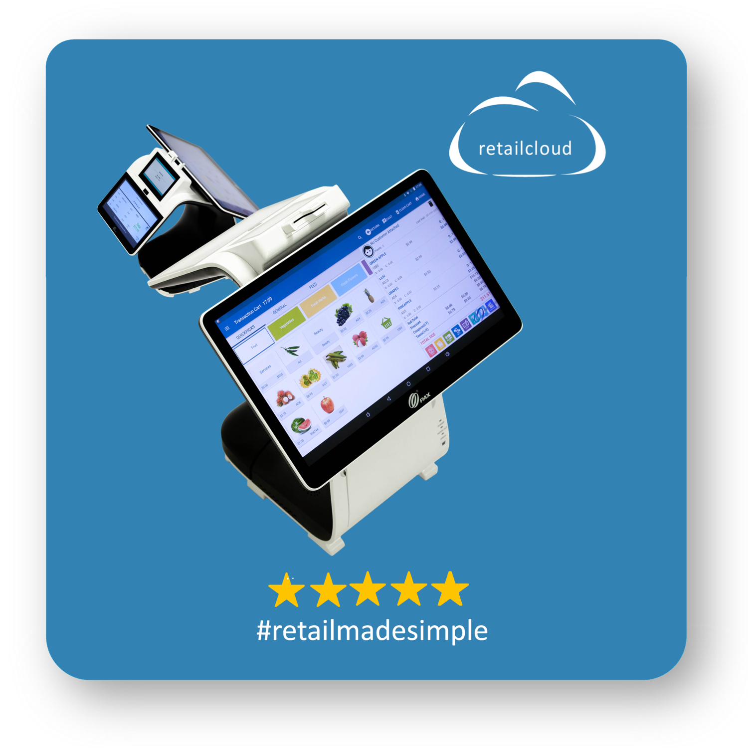 Pax E800 All in One Tablet with 3 Screens