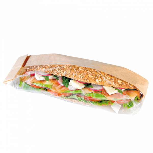 SACCHETTI PER PANINI 'CORNER WINDOW' 40 G/M2 12+6x38 CM NATURALE KRAFT (250 UNITÀ) SACCHETTI PER PANINI 'CORNER WINDOW' 40 G/M2 12+6x38 CM NATURALE KRAFT (250 UNITÀ)