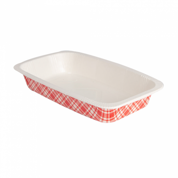 VASSOI TERMOSIGILLANTE GN1/4 'VICHY' 1210 ML 430 G/M2 + 25G/M2 PET 26,3x16x4,5 CM BIANCO CARTONE (400 UNITÀ)