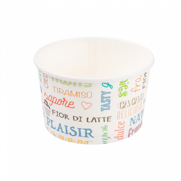 COPPETTA GELATO 'PAROLE' 240 ML 250 + 18 PE G/M2 Ø9,4x5,5 CM BIANCO CARTONE (2000 UNITÀ) COPPETTA GELATO 'PAROLE' 240 ML 250 + 18 PE G/M2 Ø9,4x5,5 CM BIANCO CARTONE (2000 UNITÀ)