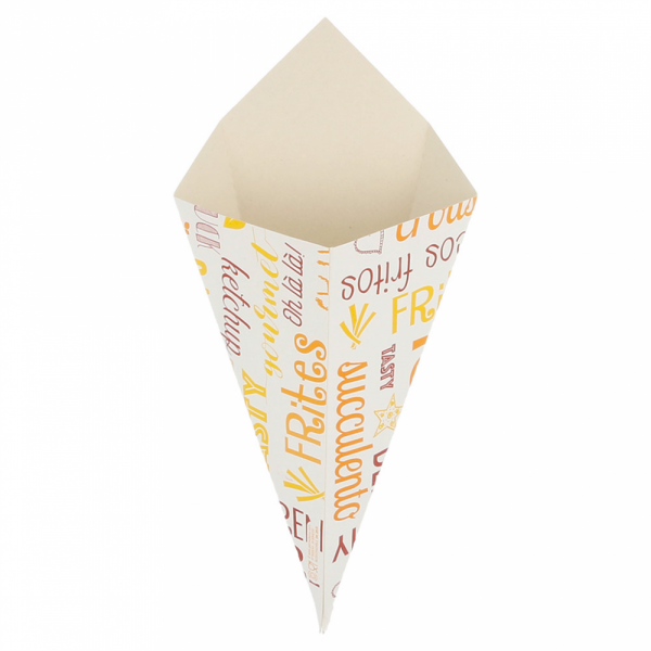 CONI PER FRITTI 'PAROLE' 100 G 250 G/M2 12,5x22 CM BIANCO CARTONE (1600 UNITÀ) CONI PER FRITTI 'PAROLE' 100 G 250 G/M2 12,5x22 CM BIANCO CARTONE (1600 UNITÀ)