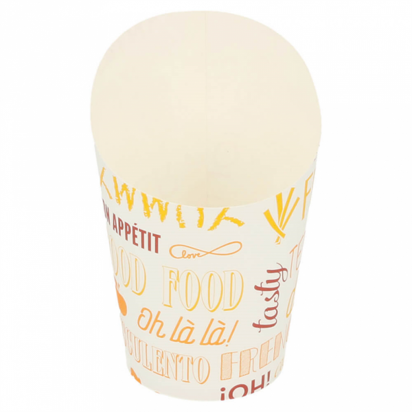CONTENITORE PER FRITTI APERTO 'PAROLE' 9 OZ - 270 ML 220 + 18PE G/M2 Ø7x10,5 CM BIANCO CARTONE (100 UNITÀ) CONTENITORE PER FRITTI APERTO 'PAROLE' 9 OZ - 270 ML 220 + 18PE G/M2 Ø7x10,5 CM BIANCO CARTONE (100 UNITÀ)