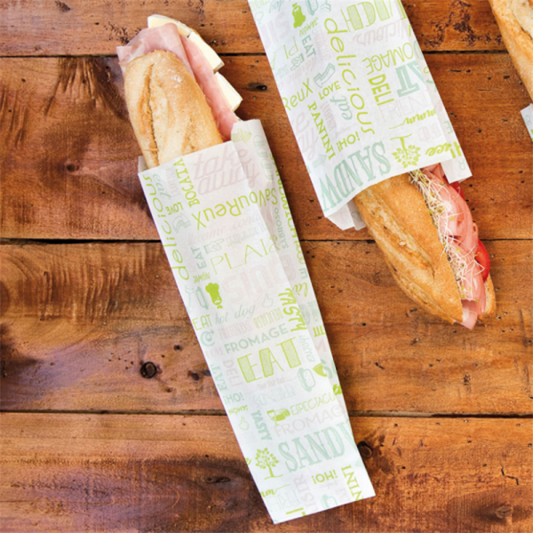 SACCHETTI BAGUETTES 'PAROLE' 34 G/M2 9+4x30 CM BIANCO PERGAMANA ANTIGRASSO (500 UNITÀ) SACCHETTI BAGUETTES 'PAROLE' 34 G/M2 9+4x30 CM BIANCO PERGAMANA ANTIGRASSO (500 UNITÀ)