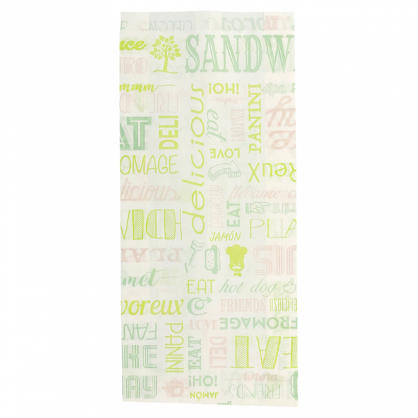 SACCHETTI PER PANINI 'PAROLE' 34 G/M2 12+4x26 CM BIANCO PERGAMANA ANTIGRASSO (500 UNITÀ) SACCHETTI PER PANINI 'PAROLE' 34 G/M2 12+4x26 CM BIANCO PERGAMANA ANTIGRASSO (500 UNITÀ)