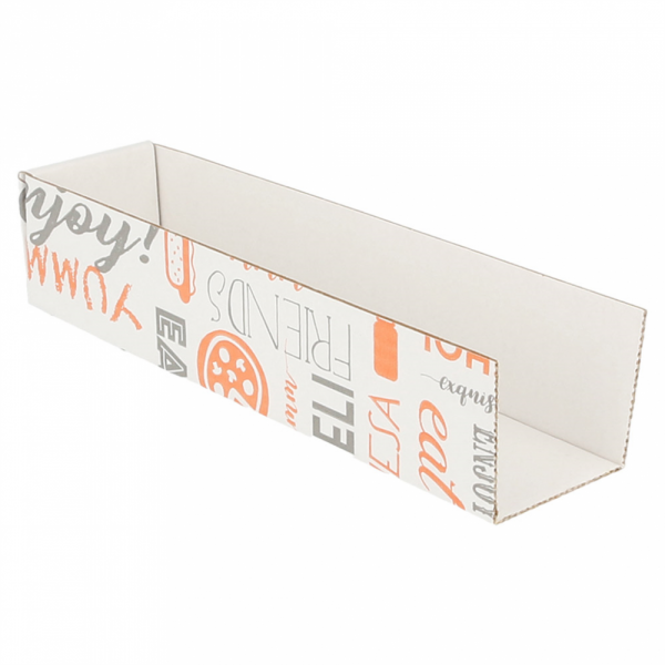 VASCHETTE HOT DOG 'PAROLE' 18x4,5x4 CM BIANCO CARTONE (1200 UNITÀ)