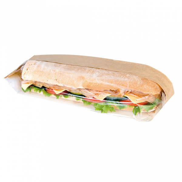 SACCHETTI PER PANINI 'CORNER WINDOW' 40 G/M2 12+6x30 CM NATURALE KRAFT (250 UNITÀ) SACCHETTI PER PANINI 'CORNER WINDOW' 40 G/M2 12+6x30 CM NATURALE KRAFT (250 UNITÀ)