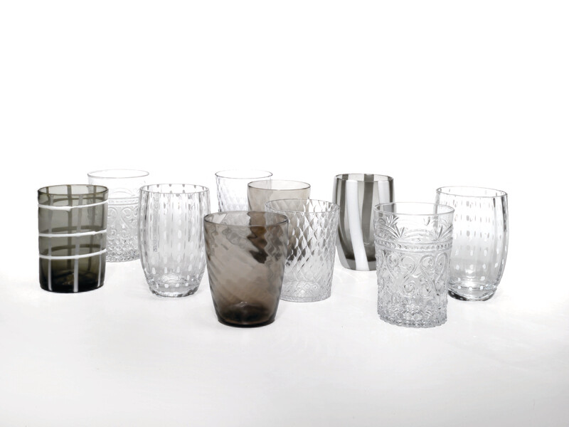 Zafferano - 6 Tumbler - Melting pot - bicolore - decori assortiti - Grigio e trasparente Zafferano - 6 Tumbler - Melting pot - bicolore - decori assortiti - Grigio e trasparente