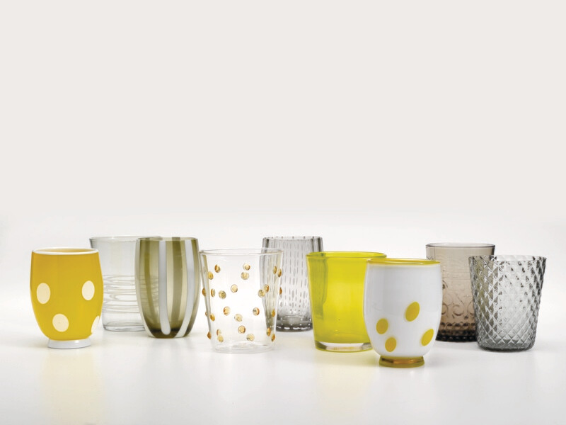 Zafferano - 6 Tumbler - Melting pot - bicolore - decori assortiti - Grigio e giallo Zafferano - 6 Tumbler - Melting pot - bicolore - decori assortiti - Grigio e giallo