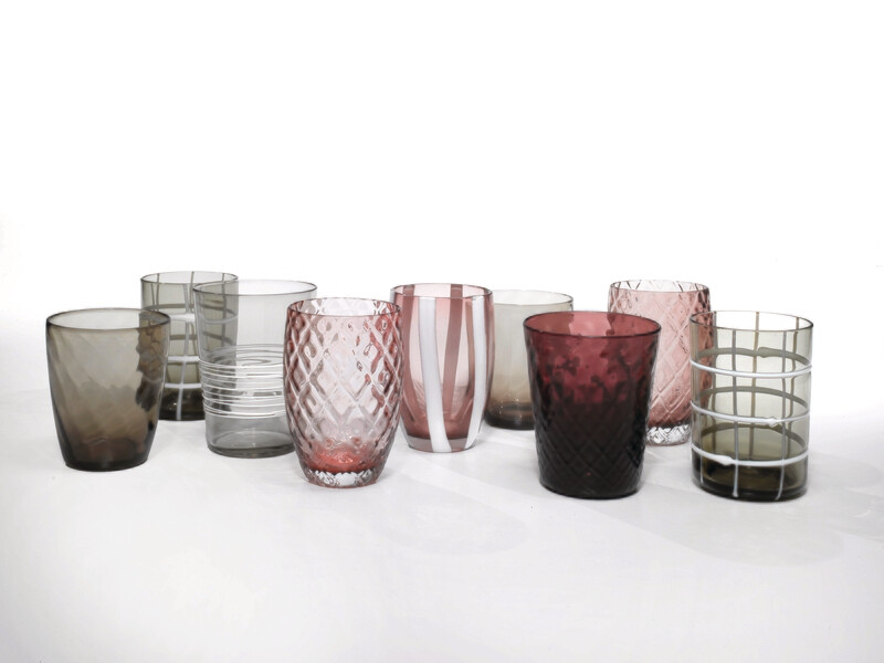 Zafferano - 6 Tumbler - Melting pot - bicolore - decori assortiti - Grigio e ametista Zafferano - 6 Tumbler - Melting pot - bicolore - decori assortiti - Grigio e ametista