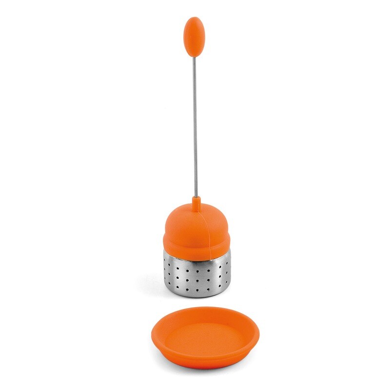 Infusore da tè in silicone/acciaio inox arancione - Weis