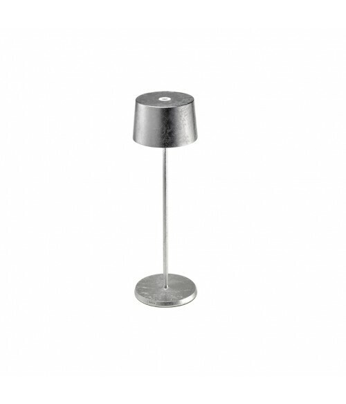 Olivia Lampada da Tavolo Metal Foglia Color Argento - Zafferano Olivia Lampada da Tavolo Metal Foglia Color Argento - Zafferano