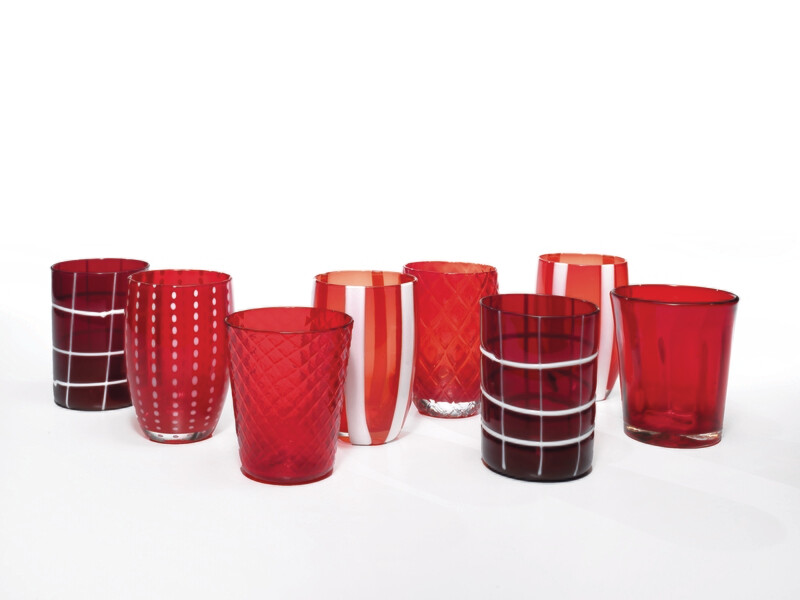 Zafferano - 6 Tumbler - Melting pot - monocolore - decori assortiti - Rosso Zafferano - 6 Tumbler - Melting pot - monocolore - decori assortiti - Rosso