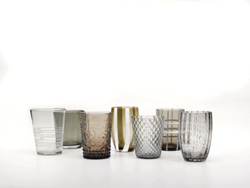 Zafferano - 6 Tumbler - Melting pot - monocolore - decori assortiti - Grigio Zafferano - 6 Tumbler - Melting pot - monocolore - decori assortiti - Grigio