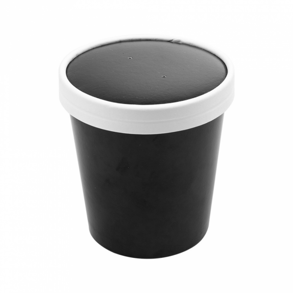 CONTENITORI CON COPERCHI 480 ML 18PE + 340 + 18 PE G/M2 Ø9,6/7,5x10 CM NERO CARTONE (250 UNITÀ) CONTENITORI CON COPERCHI 480 ML 18PE + 340 + 18 PE G/M2 Ø9,6/7,5x10 CM NERO CARTONE (250 UNITÀ)