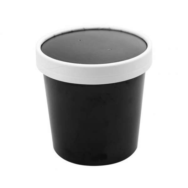 CONTENITORI CON COPERCHI 360 ML 18PE + 340 + 18 PE G/M2 Ø9/7,2x8,4 CM NERO CARTONE (250 UNITÀ) CONTENITORI CON COPERCHI 360 ML 18PE + 340 + 18 PE G/M2 Ø9/7,2x8,4 CM NERO CARTONE (250 UNITÀ)