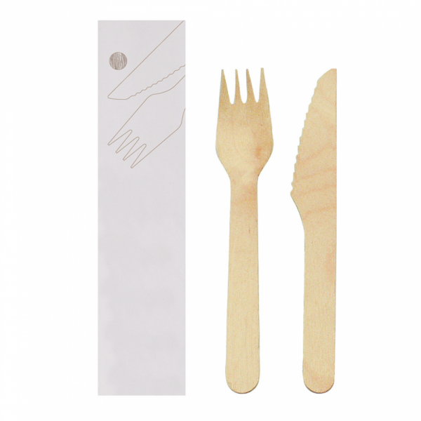 SET FORCHETTA, COLTELLO IMBUSTATI 'MAKAN' 16 CM NATURALE LEGNO (100 UNITÀ) SET FORCHETTA, COLTELLO IMBUSTATI 'MAKAN' 16 CM NATURALE LEGNO (100 UNITÀ)