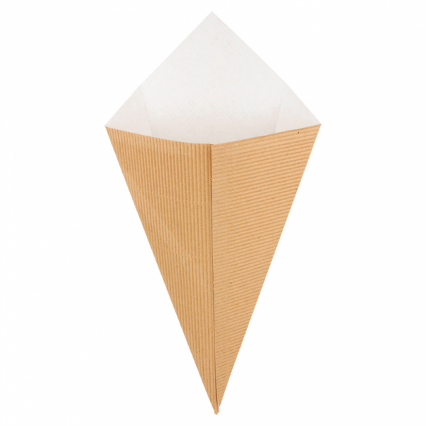 CONI PER FRITTI-ONDULATO 250 G 16x27 CM NATURALE KRAFT (600 UNITÀ) CONI PER FRITTI-ONDULATO 250 G 16x27 CM NATURALE KRAFT (600 UNITÀ)