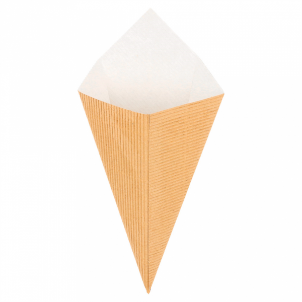 CONI PER FRITTI-ONDULATO 100 G 12,5x22 CM NATURALE KRAFT (800 UNITÀ) CONI PER FRITTI-ONDULATO 100 G 12,5x22 CM NATURALE KRAFT (800 UNITÀ)