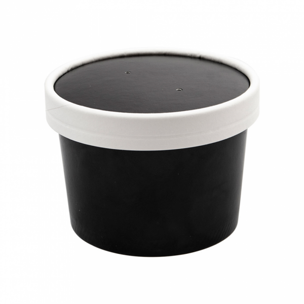 CONTENITORI CON COPERCHI 240 ML 18PE + 340 + 18 PE G/M2 Ø9/7,5x6 CM NERO CARTONE (250 UNITÀ) CONTENITORI CON COPERCHI 240 ML 18PE + 340 + 18 PE G/M2 Ø9/7,5x6 CM NERO CARTONE (250 UNITÀ)