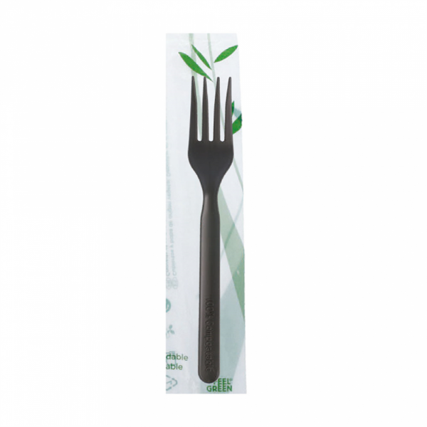 FORCHETTE IMBUSTATE 18 CM NERO CPLA (500 UNITÀ)