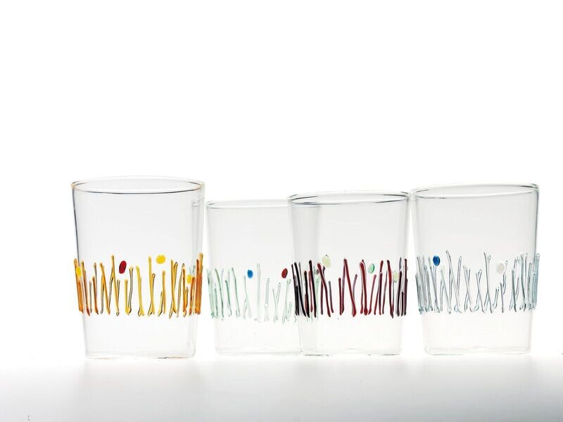 Zafferano - 4 Tumbler - Vetro colorato - 4 stagioni Zafferano - 4 Tumbler - Vetro colorato - 4 stagioni