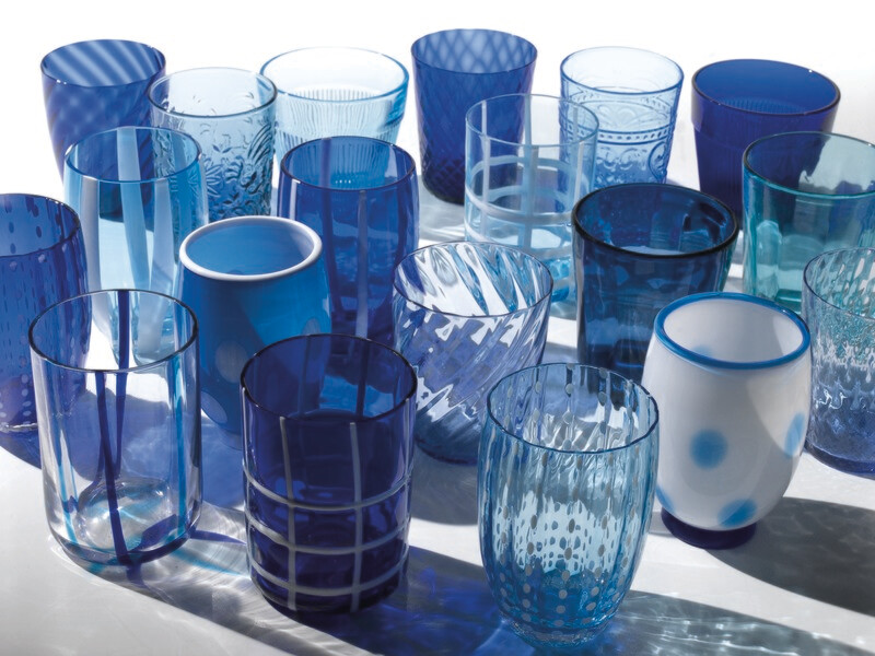 Zafferano - 6 Tumbler - Melting pot - bicolore - decori assortiti - Blu e acquamarina Zafferano - 6 Tumbler - Melting pot - bicolore - decori assortiti - Blu e acquamarina
