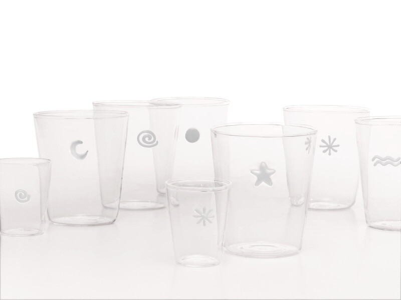 Zafferano - 6 Tumbler - vetro colorato - decori assortiti Zafferano - 6 Tumbler - vetro colorato - decori assortiti