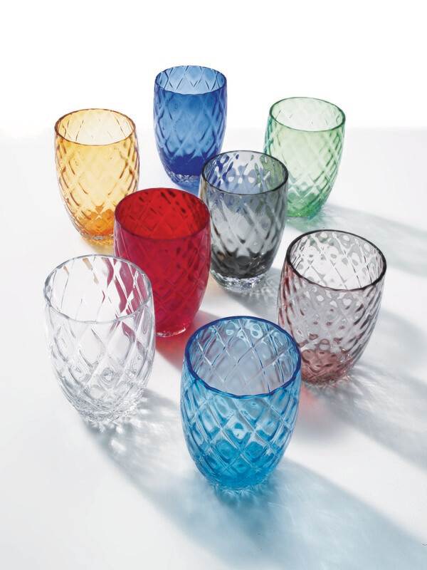 Zafferano - 6 Tumbler - vetro colorato in massa - Losanghe - colori assortiti Zafferano - 6 Tumbler - vetro colorato in massa - Losanghe - colori assortiti