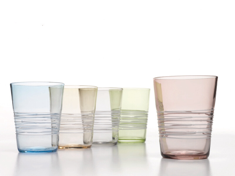 Zafferano - 6 Tumbler - vetro colorato in massa - Filante - colori assortiti
