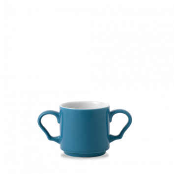 BLUE DOUBLE HANDLED STACKING MUG BLUE DOUBLE HANDLED STACKING MUG