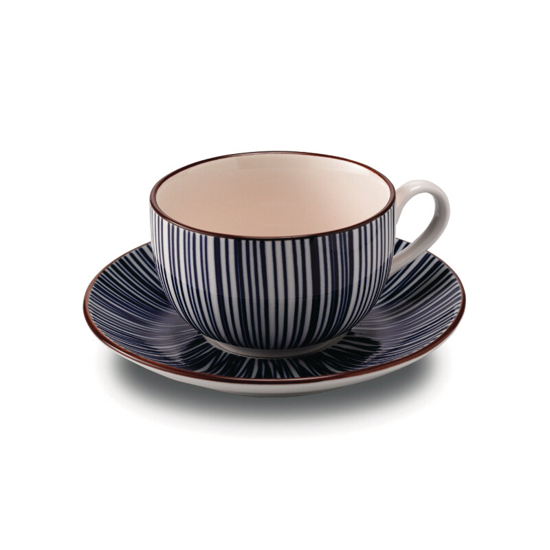 Zafferano - Tazza - piattino tè - Tue - Righe blu Zafferano - Tazza - piattino tè - Tue - Righe blu