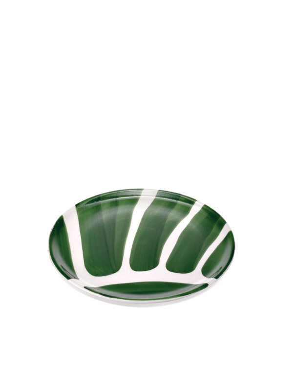 Zafferano - Striche - Piatto pizza - Decoro pennellate - Verde Zafferano - Striche - Piatto pizza - Decoro pennellate - Verde