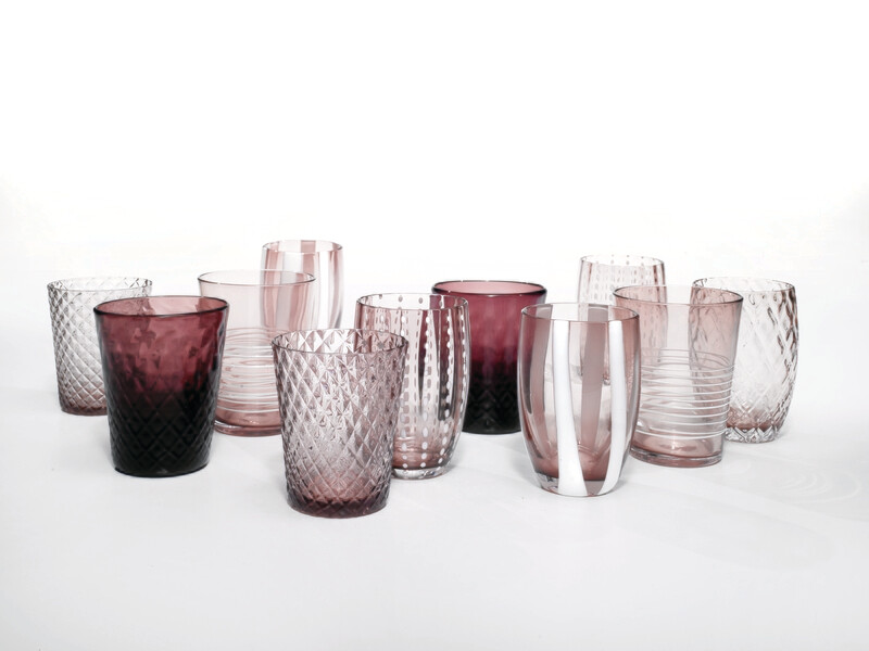 Zafferano - 6 Tumbler - Melting pot - monocolore - decori assortiti - Ametista Zafferano - 6 Tumbler - Melting pot - monocolore - decori assortiti - Ametista