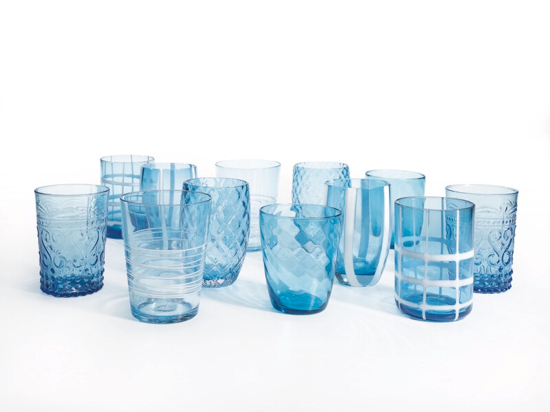 Zafferano - 6 Tumbler - Melting pot - monocolore - decori assortiti - acqua marina Zafferano - 6 Tumbler - Melting pot - monocolore - decori assortiti - acqua marina