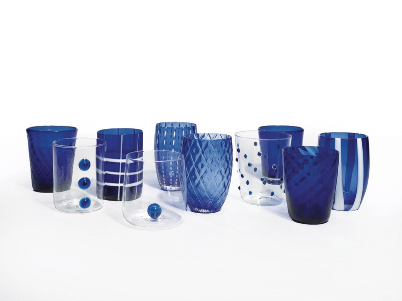 Zafferano - 6 Tumbler - Melting pot - monocolore - decori assortiti - Blu Zafferano - 6 Tumbler - Melting pot - monocolore - decori assortiti - Blu